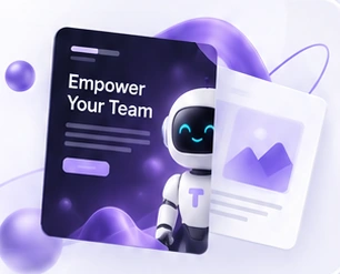 Illustration of an ad creative with the robot mascot